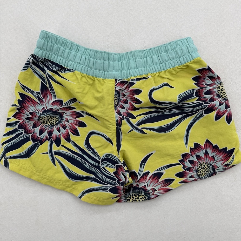 Patagonia Shorts Girl's Medium Costa Rica Floral Yellow Kids Baggies Trunks - Picture 3 of 4